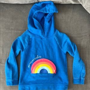 Cat & Jack Blue Hoodie with Rainbow Design and Zipper Pocket/Pouch